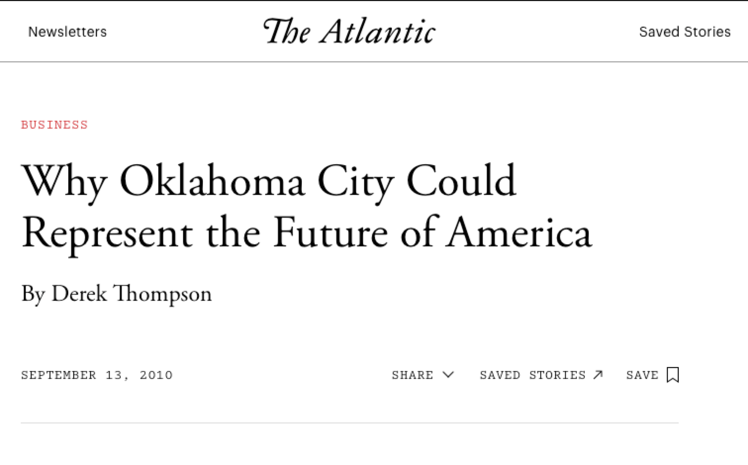 2010: Oklahoma City Recognized as a National Model