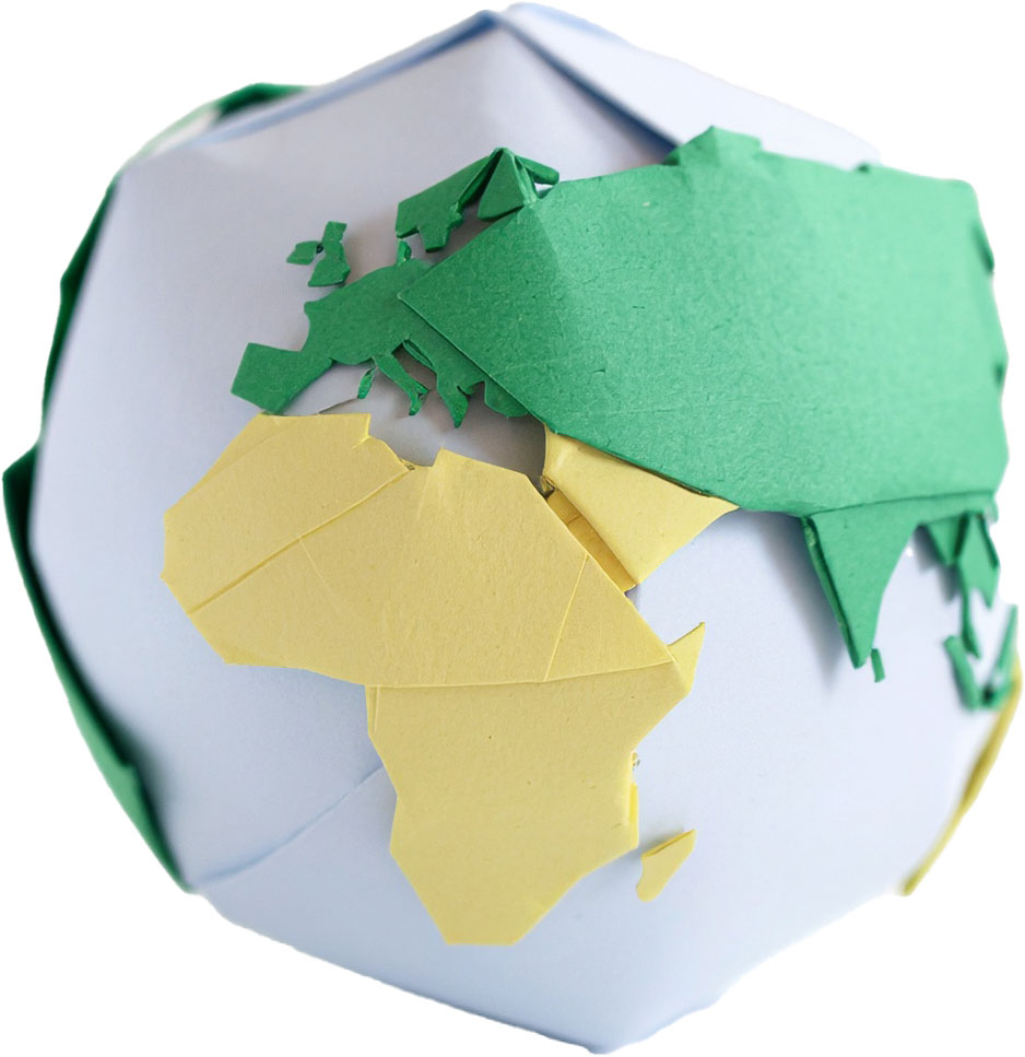 origami image of a globe